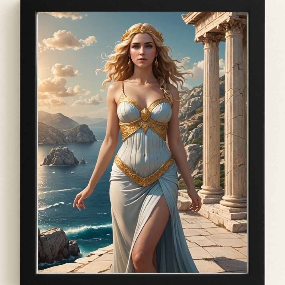 Greek Goddess Aphrodite Art Print In A Glass Front Frame 8x10
